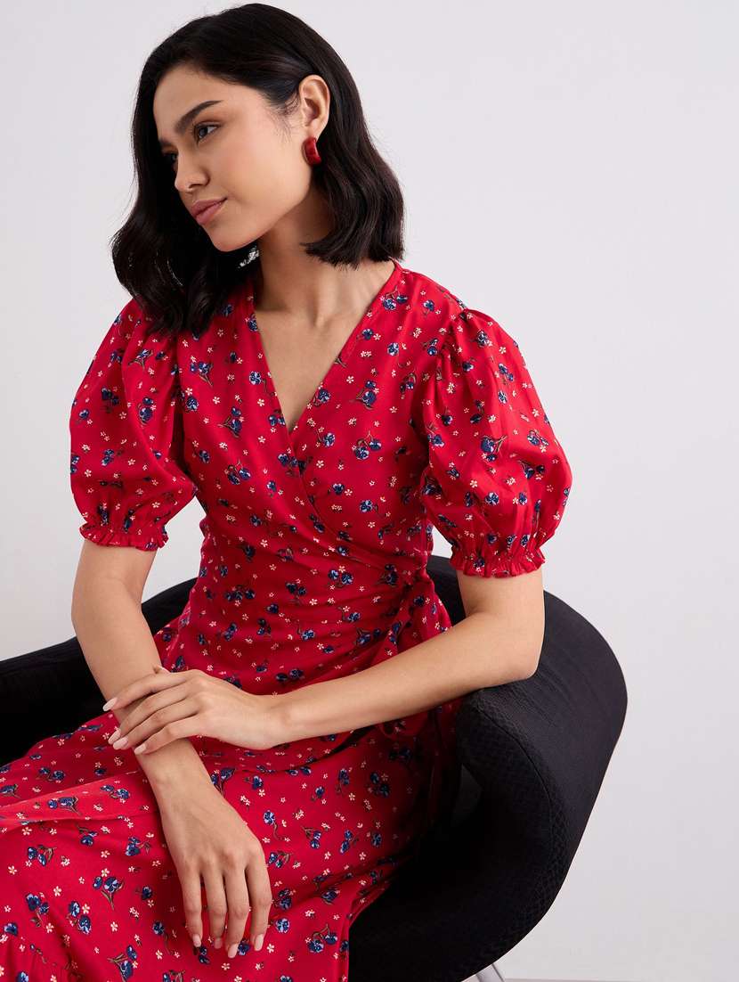 women floral printed puff sleeve tiered dress - 22083515 - Standard Image - 6