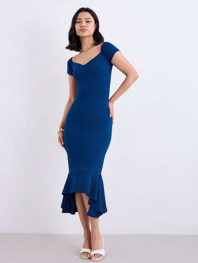women solid sweetheart neck bodycon dress - 22083517 -  Standard Image - 1