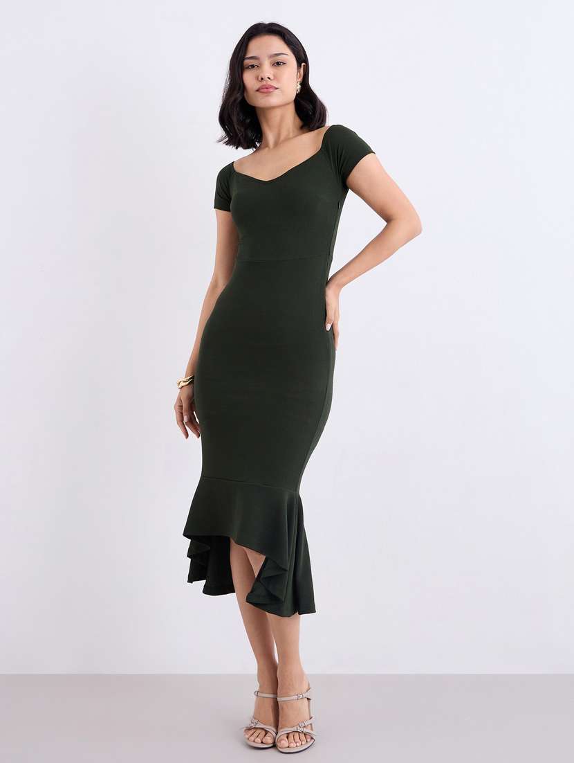 women solid sweetheart neck bodycon dress - 22083523 -  Standard Image - 1
