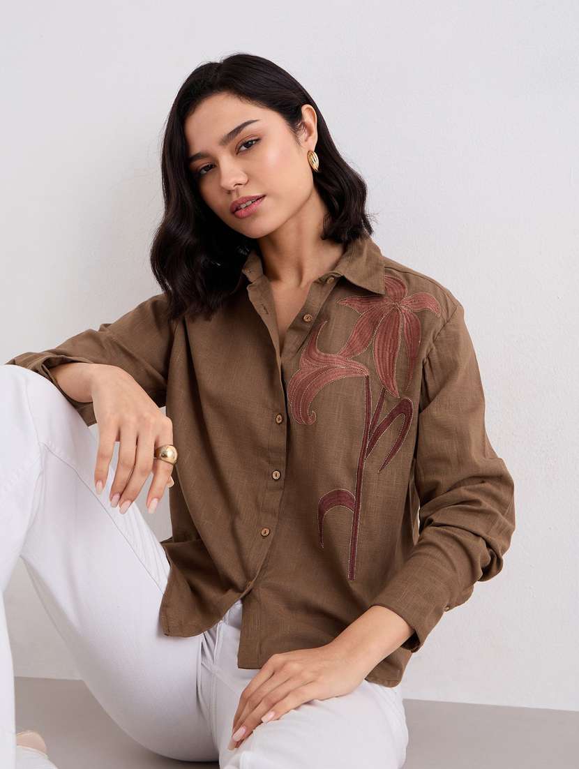 women collared long sleeve regular fit shirt - 22083527 -  Standard Image - 1