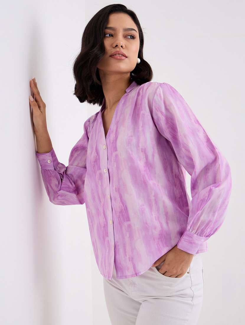 women mandarin collar long sleeve regular fit shirt - 22083528 -  Standard Image - 1