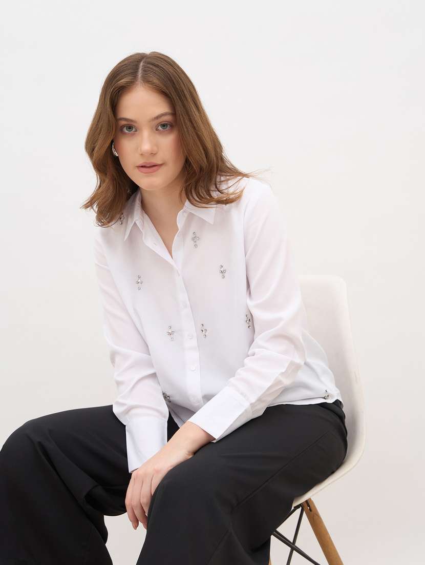 women collared long sleeve regular fit shirt - 22083530 -  Standard Image - 1