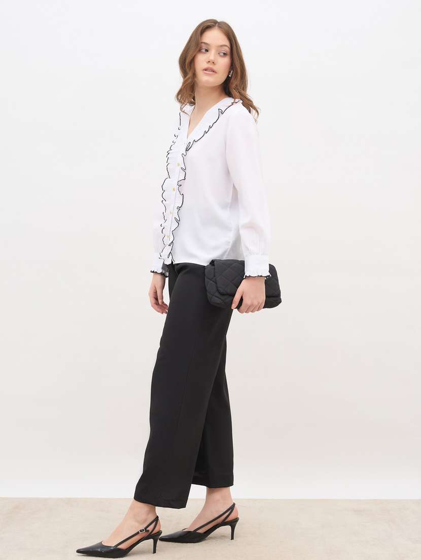 women white solid long sleeve regular shirt - 22083531 -  Standard Image - 4