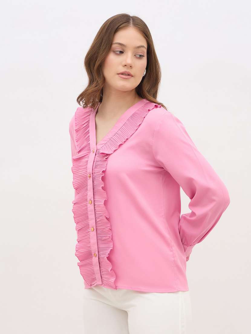 women pink long sleeve regular fit shirt - 22083532 -  Standard Image - 1