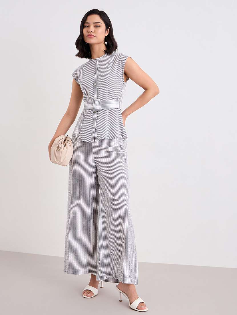 women striped top and trouser co-ord set