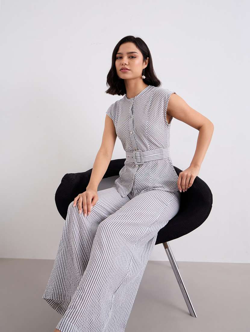 women striped top and trouser co-ord set - 22083534 -  Standard Image - 4