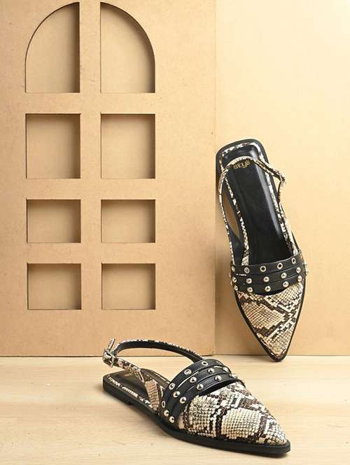 women animal print back strap flats - 22083539 - Standard Image - 0