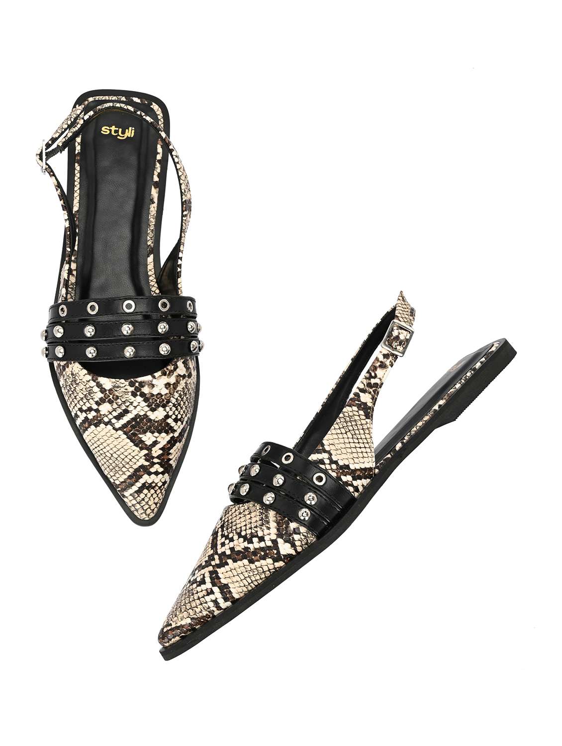 women animal print back strap flats - 22083539 -  Standard Image - 1