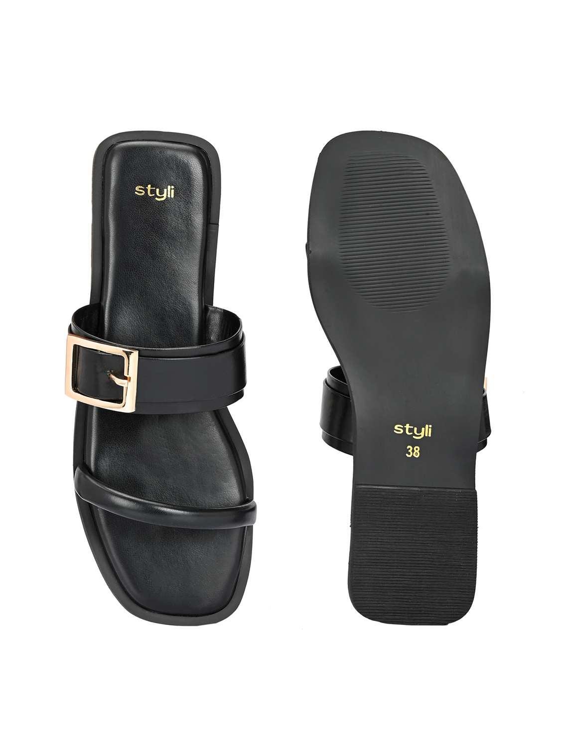 women black slip on flat sandal - 22083540 -  Standard Image - 4