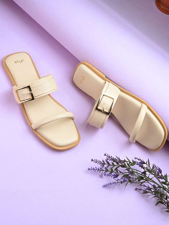 women beige slip on flat sandal - 22083541 -  Zoom Image - 0