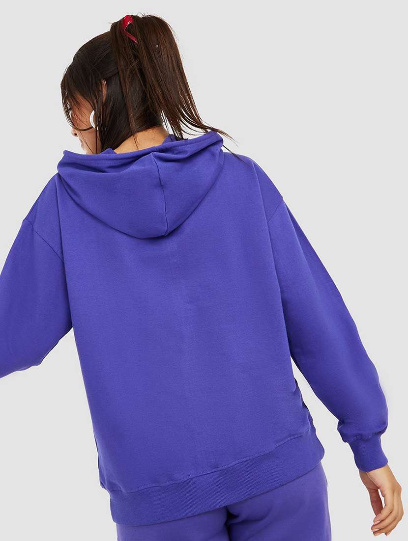 women solid long sleeve hooded sweatshirt - 22083543 - Standard Image - 1