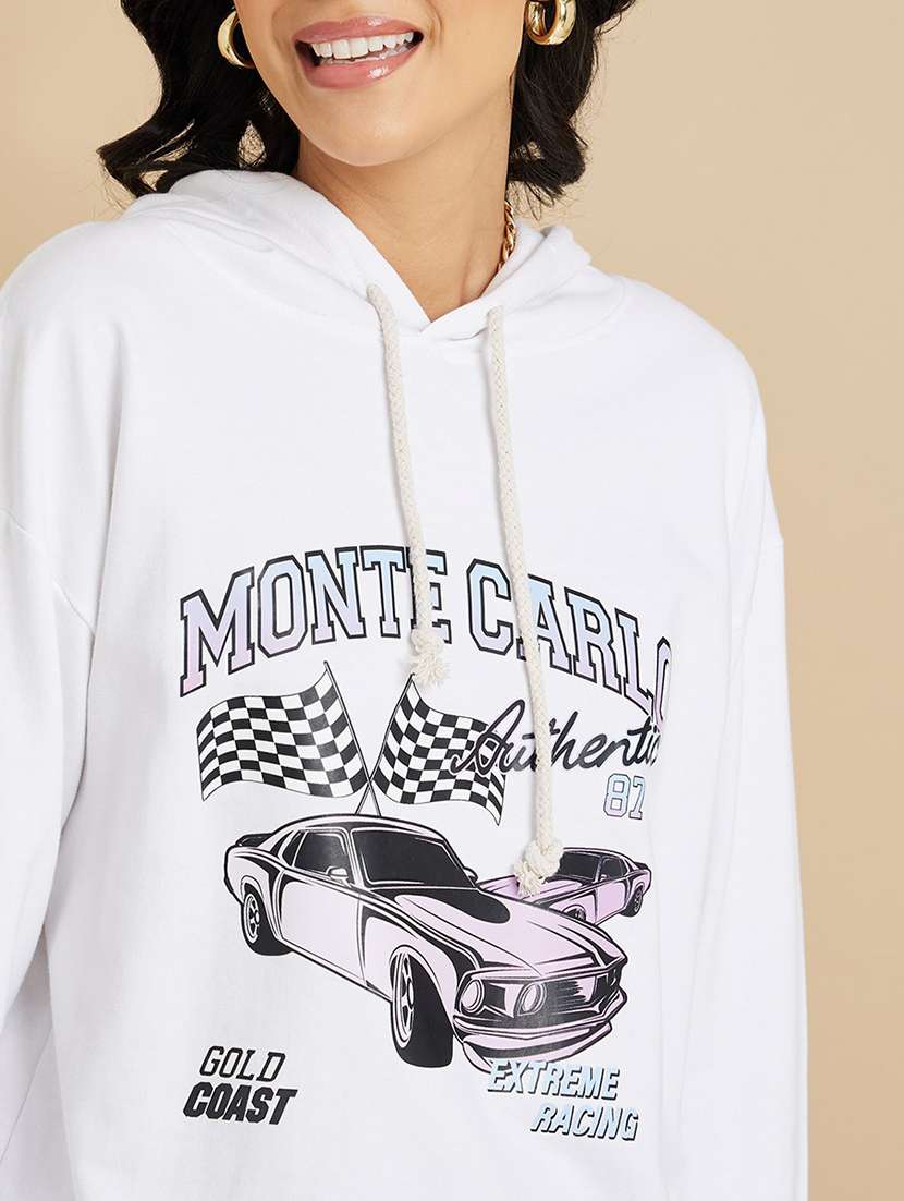 white cotton front print sweatshirt - 22083545 -  Standard Image - 4