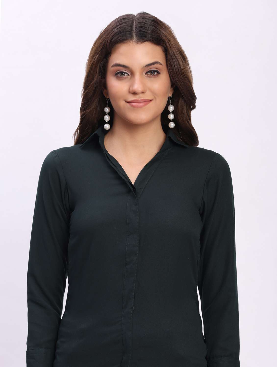 women solid long sleeve collared shirt - 22083625 - Standard Image - 4