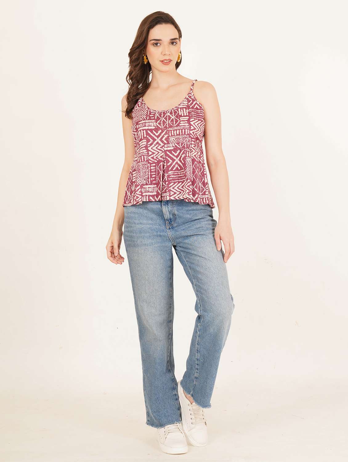 women printed shoulder strap peplum top - 22083637 - Standard Image - 4