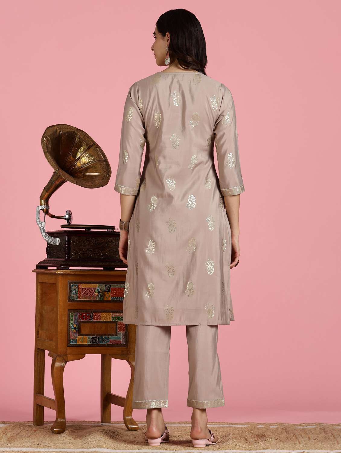 women embroidered three quarter sleeve kurta pant with dupatta set - 22083656 -  Standard Image - 4