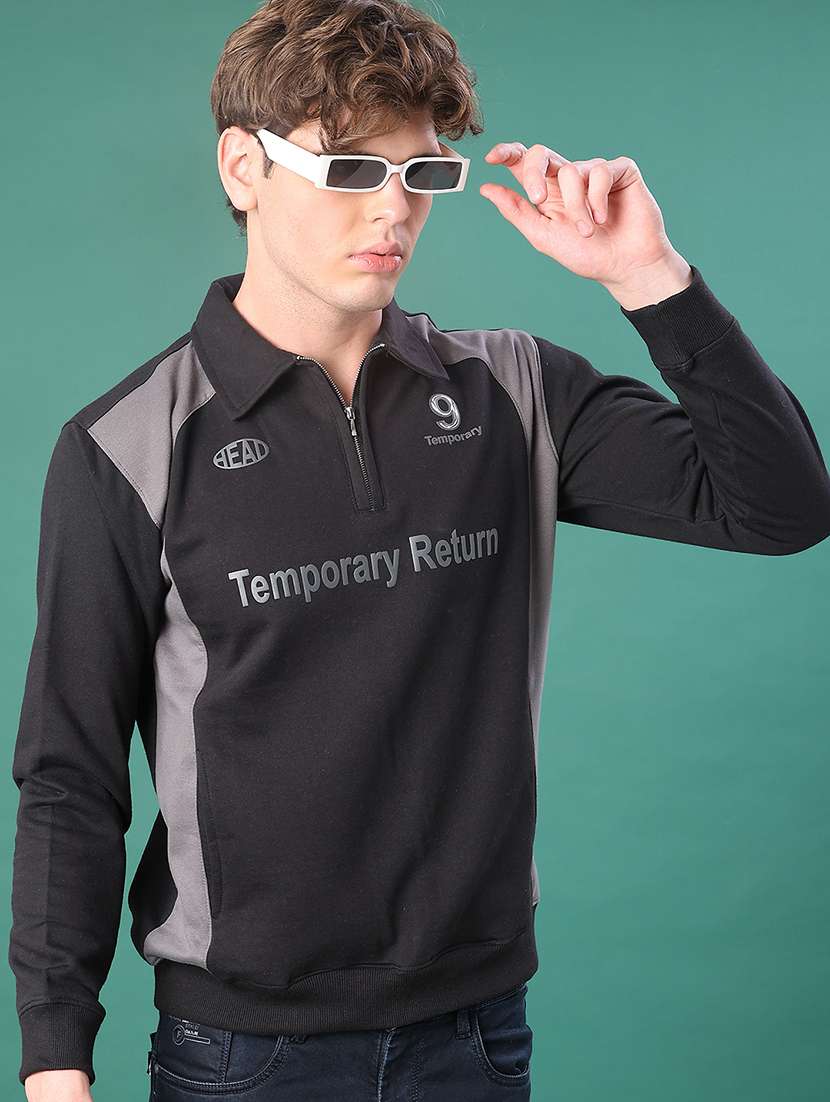 men typographic long sleeve regular fit sweatshirt