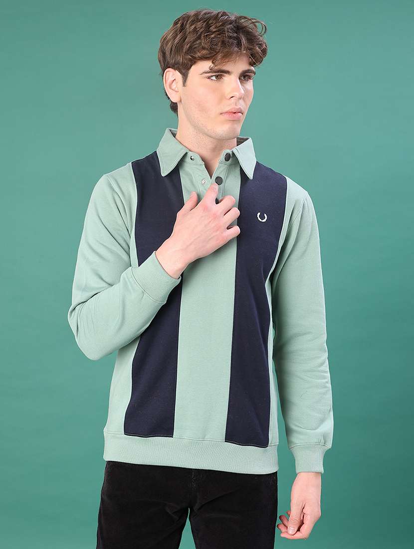 men color block long sleeve regular fit sweatshirt - 22083883 -  Standard Image - 1