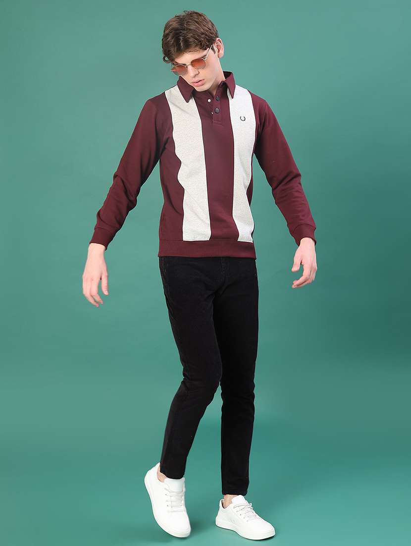 men color block long sleeve regular fit sweatshirt - 22083890 -  Standard Image - 4