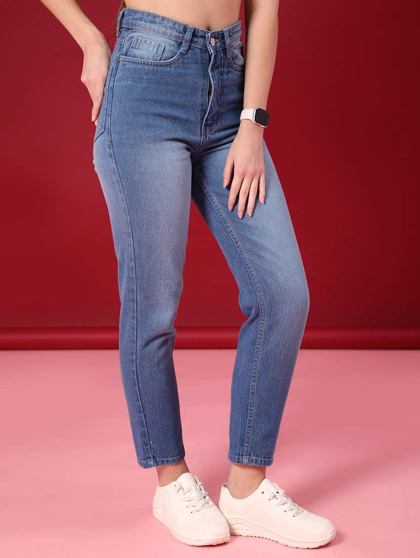 women solid high rise slim fit jeans - 22083922 -  Standard Image - 1