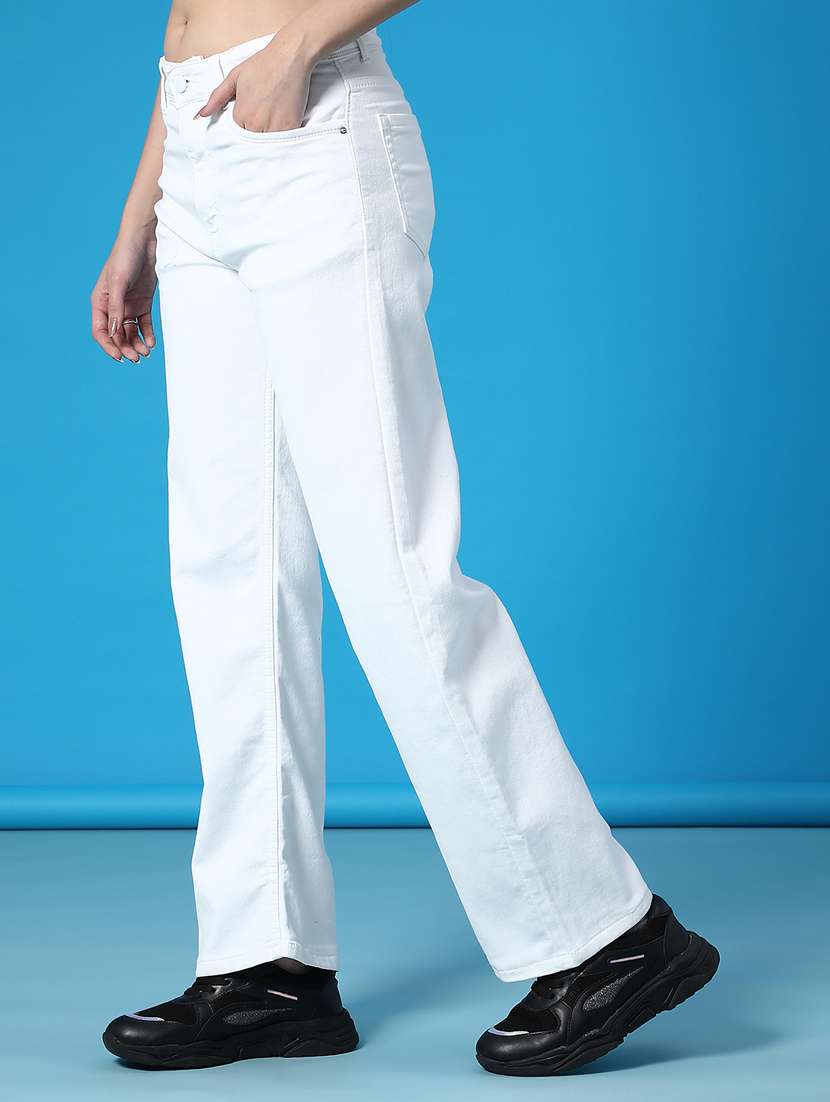 women solid high rise straight fit jean - 22083923 -  Standard Image - 1