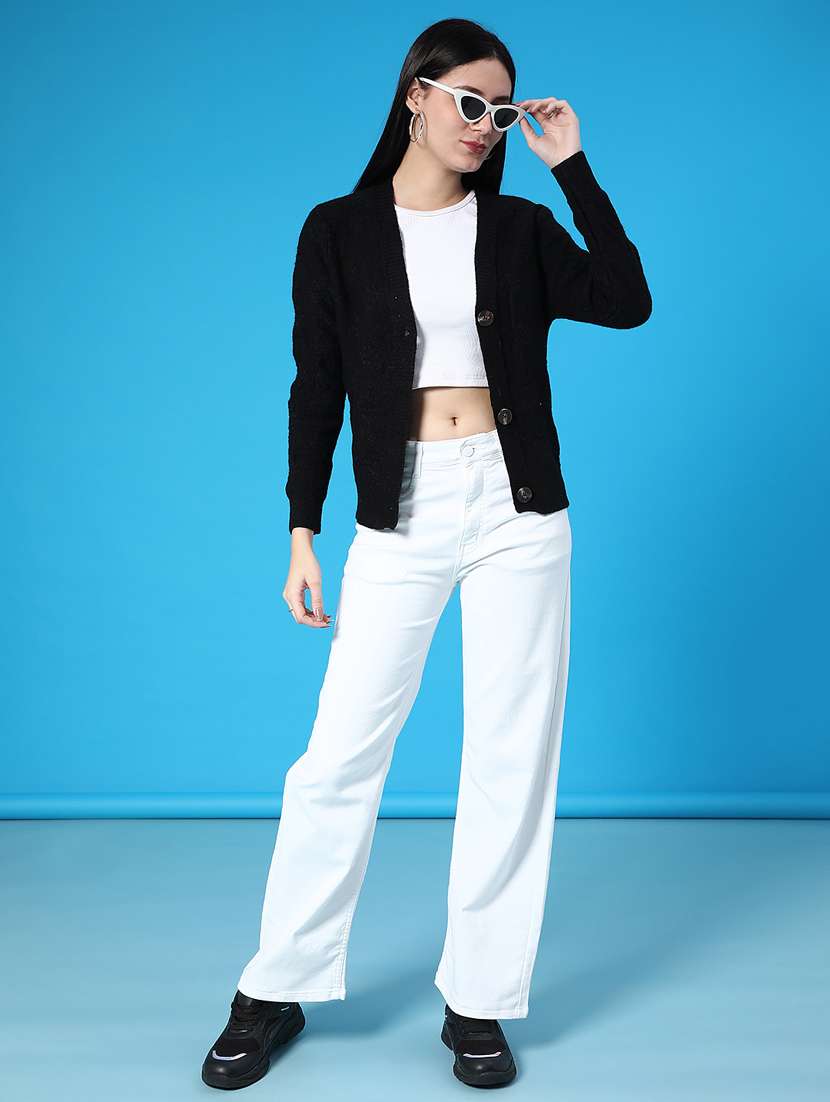 women solid high rise straight fit jean - 22083923 -  Standard Image - 4