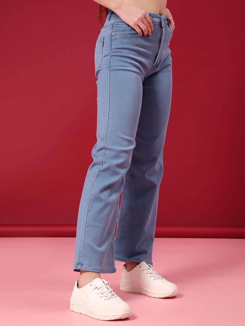 women solid high rise straight fit jean - 22083924 -  Standard Image - 1