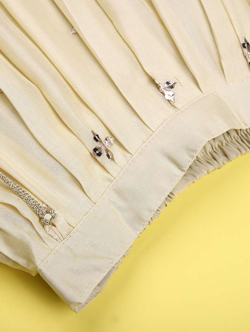 girls solid with work sleeveless lehenga choli set - 22083986 -  Standard Image - 4