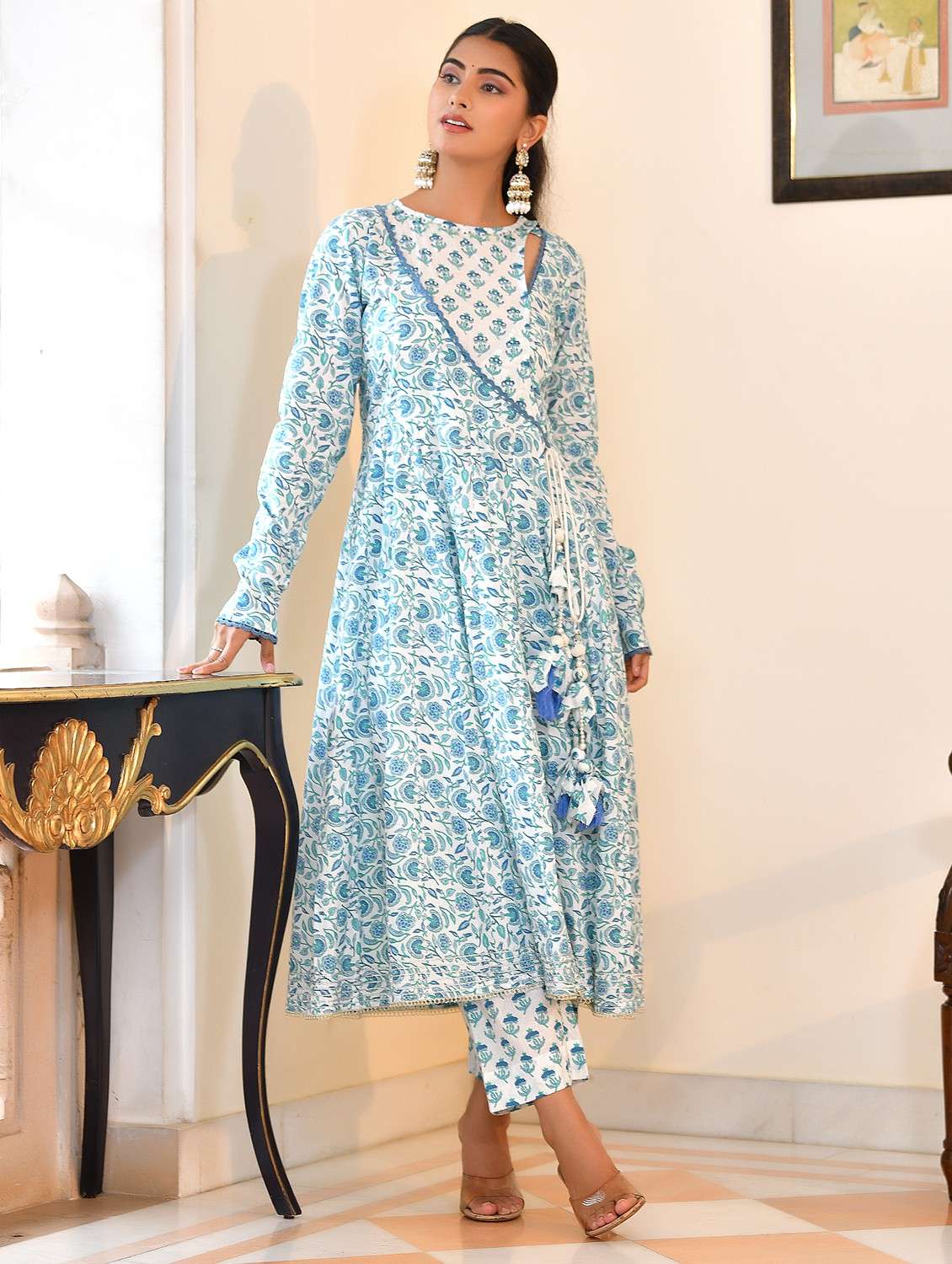women floral printed long sleeve kurta pant with dupatta set - 22084015 -  Standard Image - 1