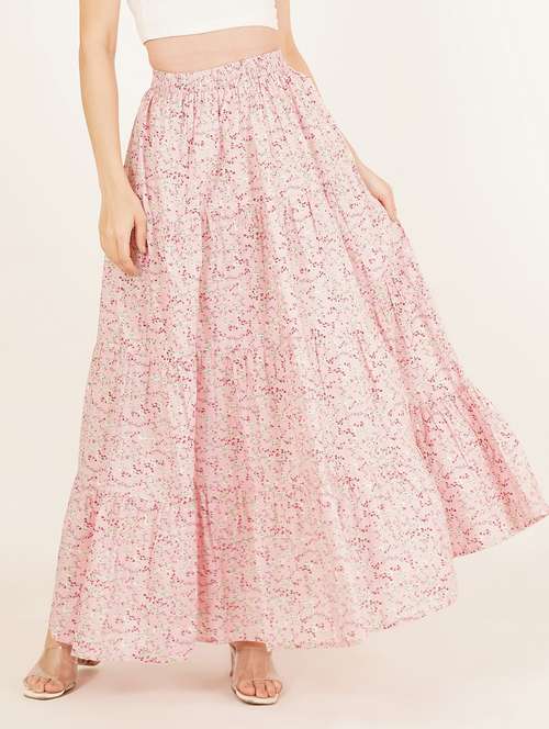 women printed high rise tiered skirt - 22084096 -  Standard Image - 0