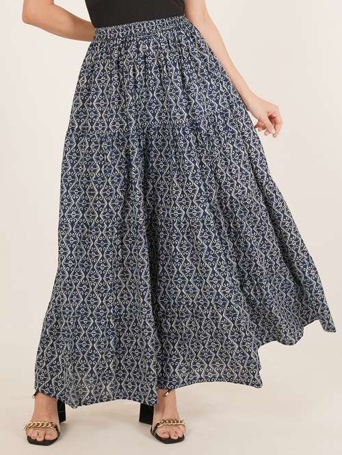 women printed high rise tiered skirt - 22084097 - Standard Image - 0
