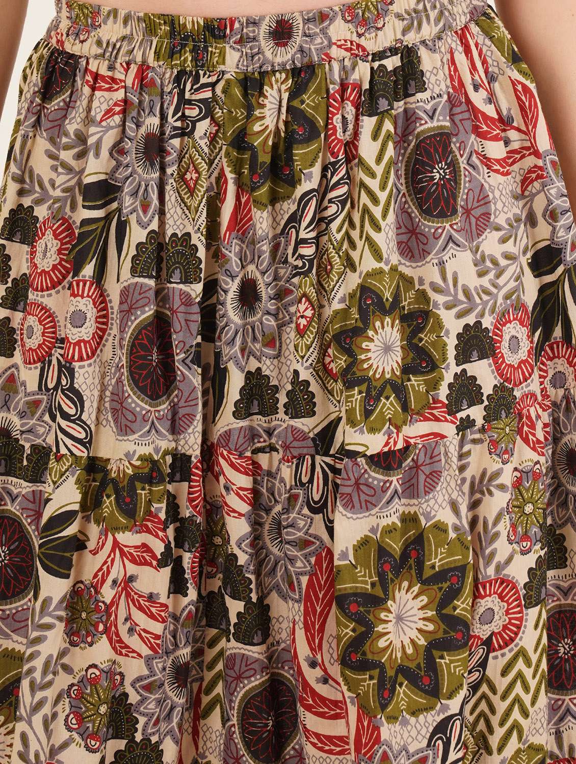 women printed high rise tiered skirt - 22084098 - Standard Image - 4