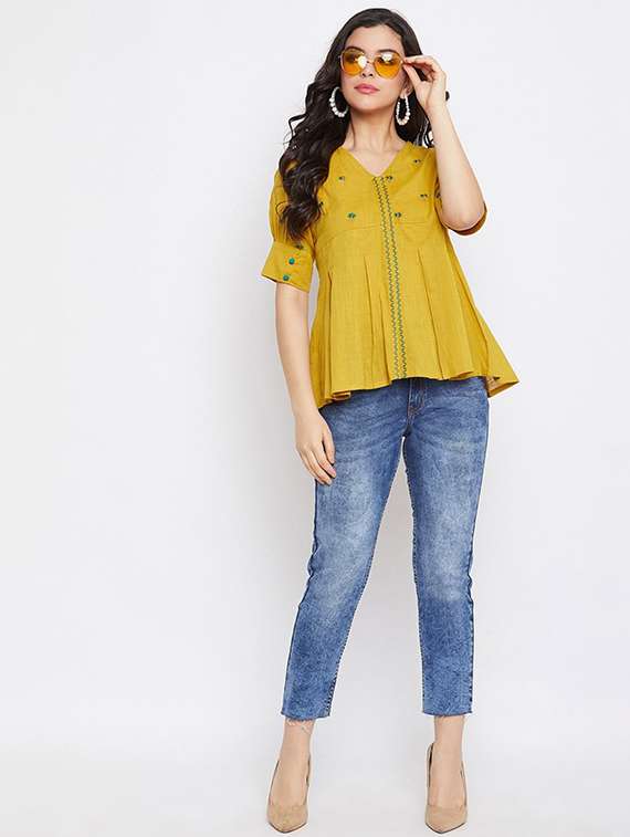 women embroidered puff sleeve peplum top - 22084103 -  Standard Image - 4