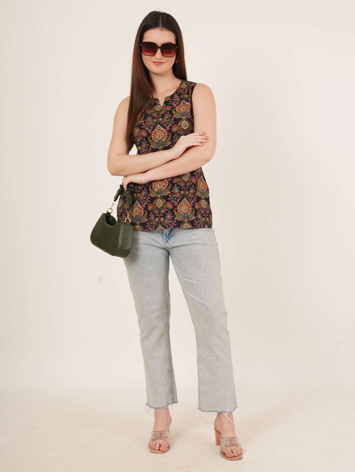 women printed sleeveless straight kurti - 22084188 - Standard Image - 6