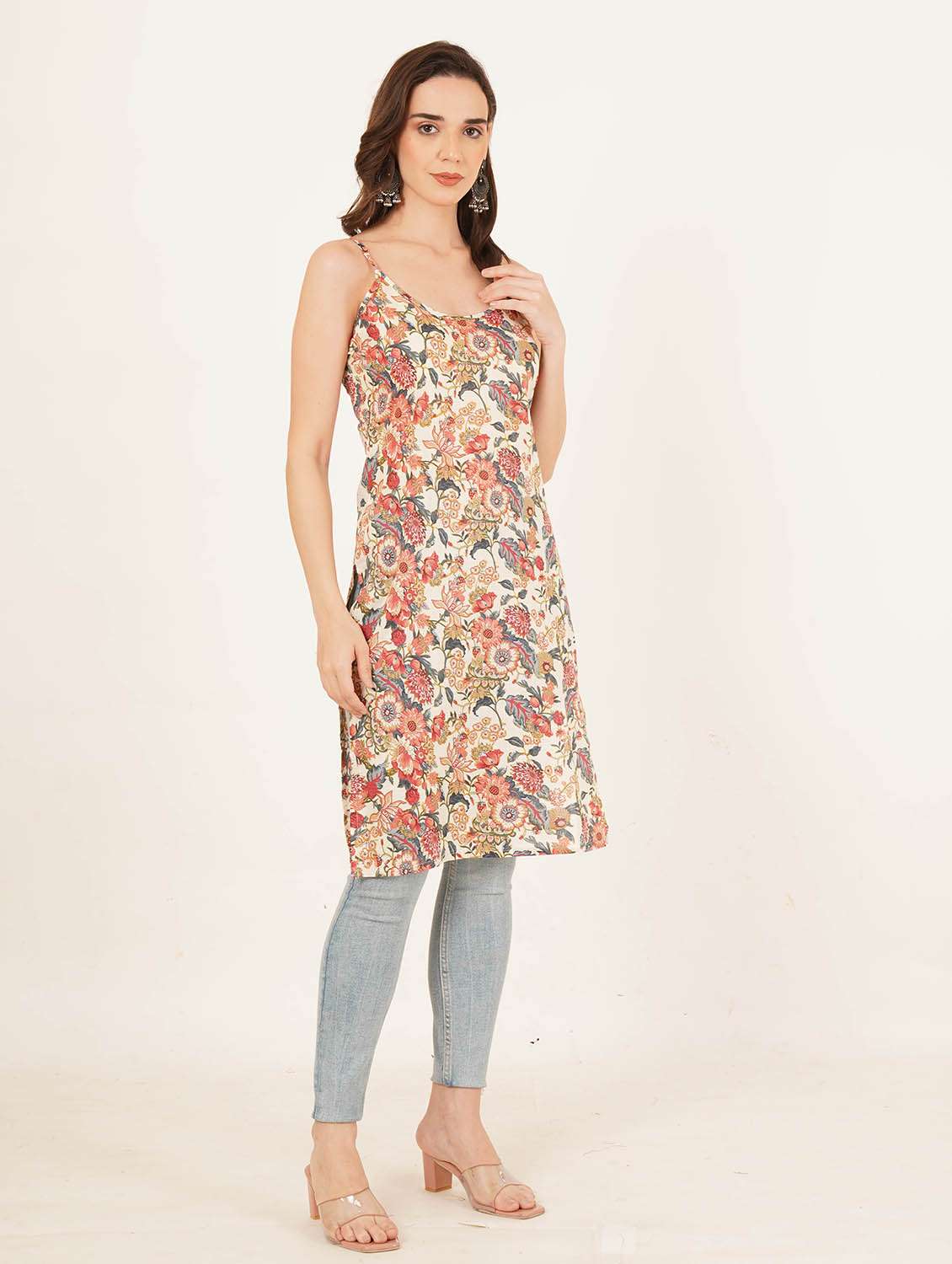 women floral printed sleeveless straight kurta - 22084200 - Standard Image - 6