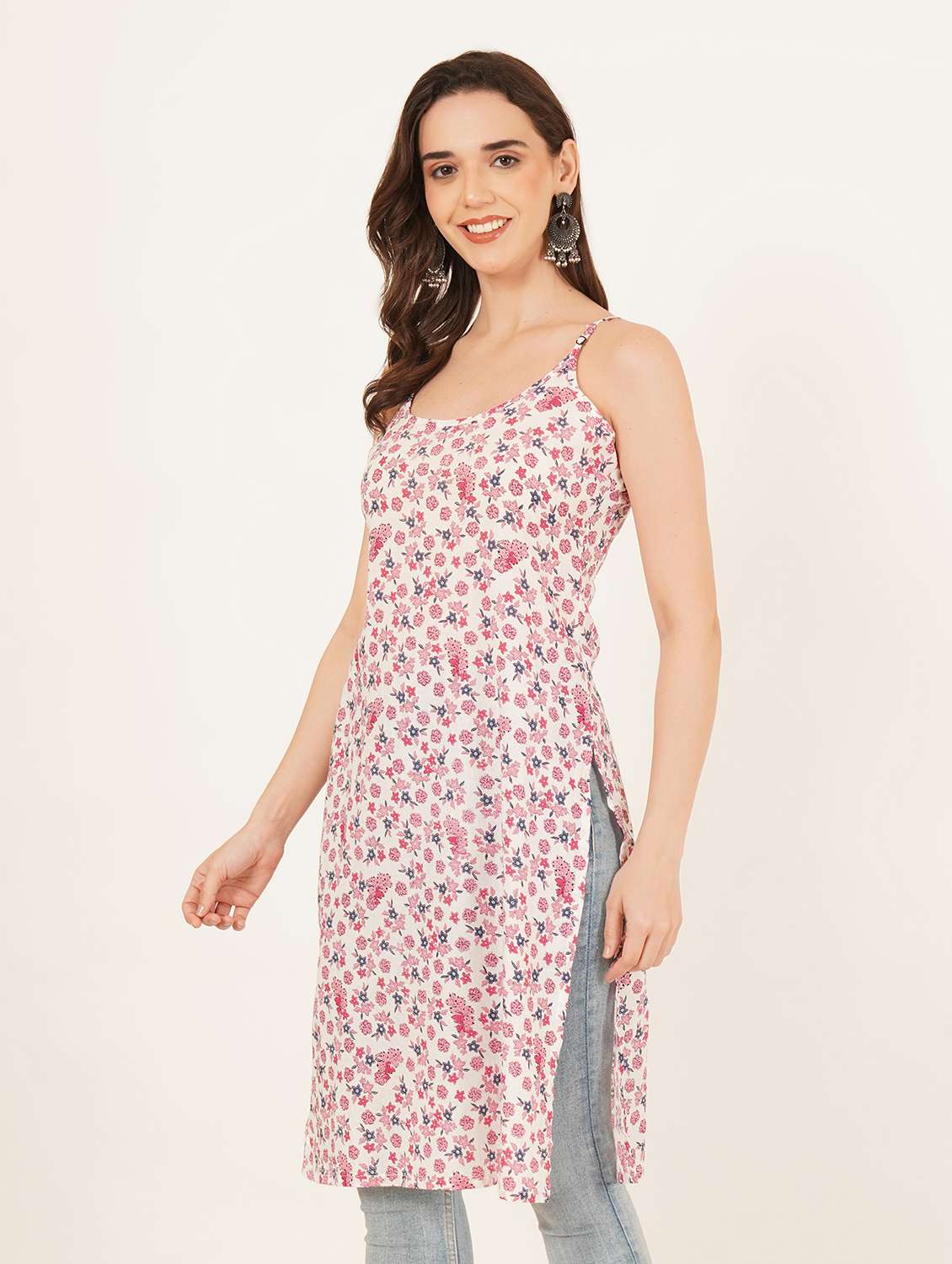 women floral printed sleeveless straight kurta - 22084202 - Standard Image - 1