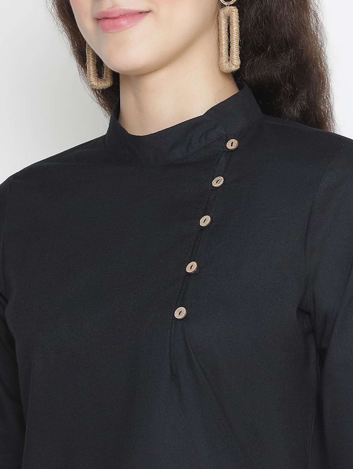 women solid three quarter sleeve staright kurti - 22084220 -  Standard Image - 4