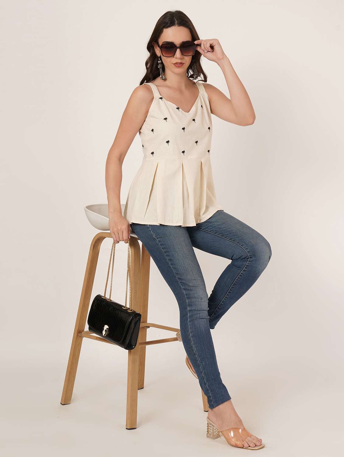 women embroidered shoulder strap a-line kurti - 22084225 - Standard Image - 6