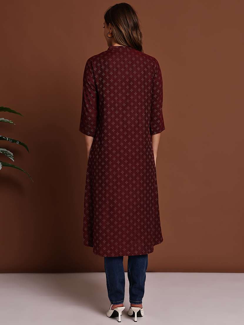 maroon cotton shrug - 22084527 - Standard Image - 4