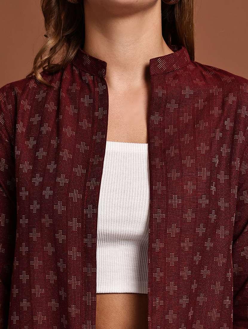 maroon cotton shrug - 22084527 - Standard Image - 6