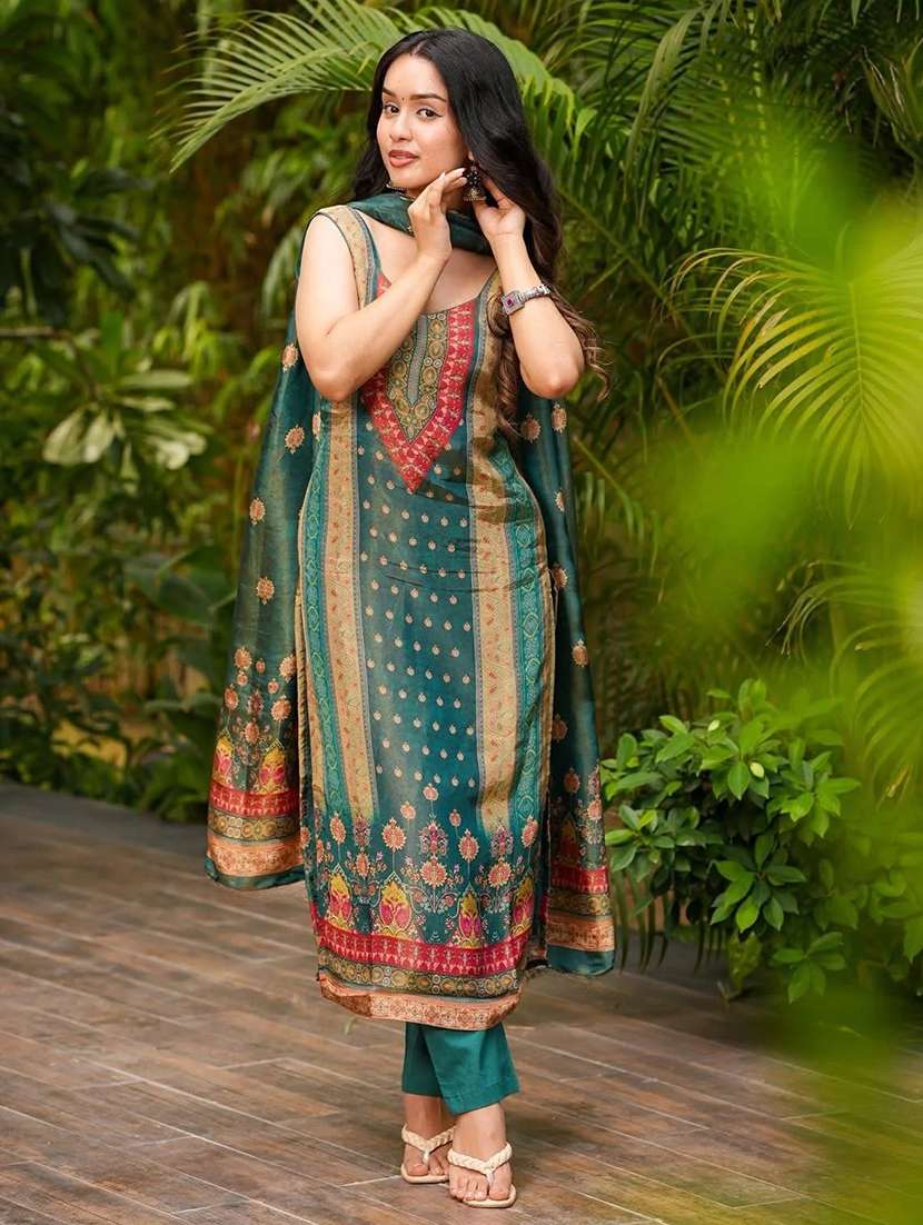 women printed sleeveless kurta pant with dupatta set - 22084534 -  Standard Image - 1