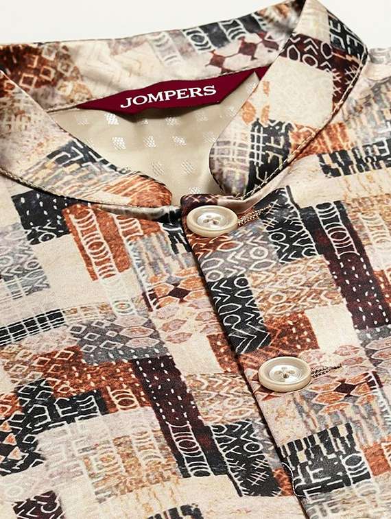 men geometric printed sleeveless regular fit nehru jacket - 22084548 -  Standard Image - 4