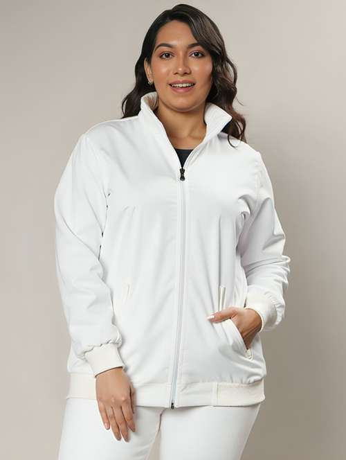 women white solid long sleeve bomber jacket - 22084557 - Standard Image - 0