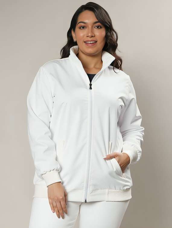women white solid long sleeve bomber jacket - 22084557 - Zoom Image - 0
