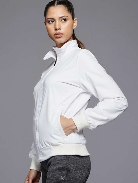 women white solid long sleeve bomber jacket - 22084559 -  Standard Image - 1