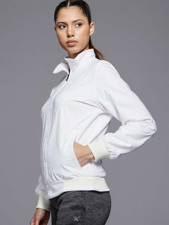 women white solid long sleeve bomber jacket - 22084559 - Standard Image - 1