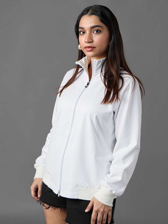 women white solid long sleeve bomber jacket - 22084561 -  Standard Image - 1
