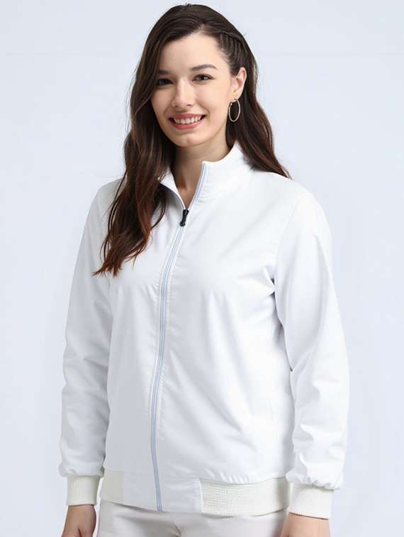 women white solid long sleeve bomber jacket - 22084562 - Standard Image - 1