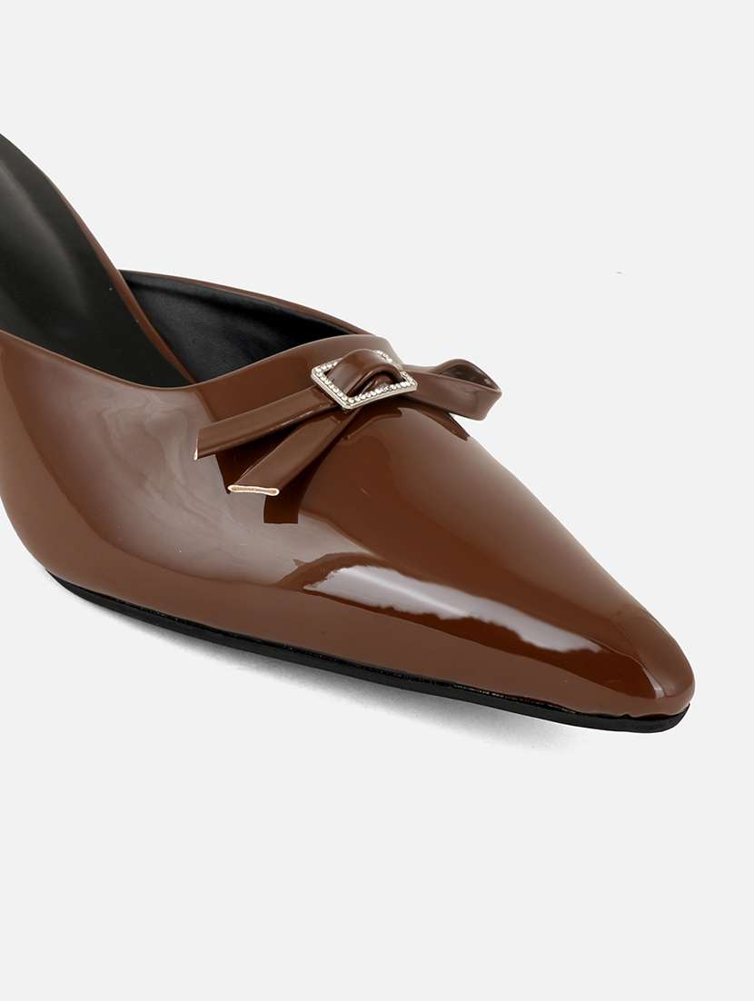 women solid slip on kitten heel mules - 22084608 - Standard Image - 4