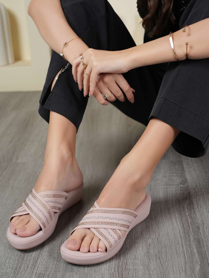 women solid slip on wedges - 22084632 - Standard Image - 1
