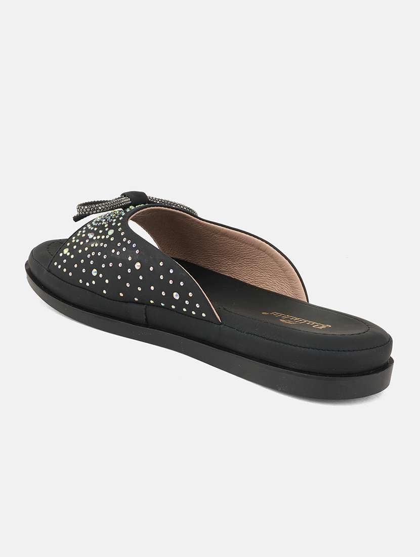 women black slip on flat sandal - 22084646 -  Standard Image - 4
